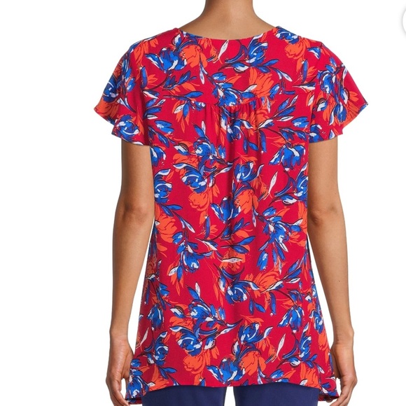 🌹The Pioneer Woman V-Neck Red and Blue Blouse - Picture 2 of 5